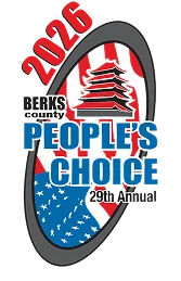 Logo For The 2026 Berks County People'S Choice 29Th Annual Event, Featuring A Pagoda, American Flag Elements, And Bold Text.