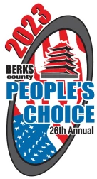 2023 Berks County People'S Choice 26Th Annual Logo Featuring A Pagoda And Stylized American Flag Elements.