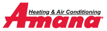 Amana logo with large red “A” and “Heating & Air Conditioning” written above “Amana” in black and red text.