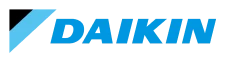 Daikin logo with blue and black geometric design on the left and “DAIKIN” in bold blue letters on the right.